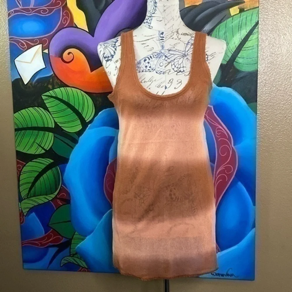 Free people long side split tank in citrus sunset combo NWT